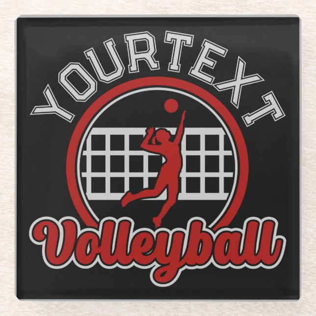 Volleyball ADNAME Spike Ball Attack Team Sport Glasuntersetzer (Vorderseite)