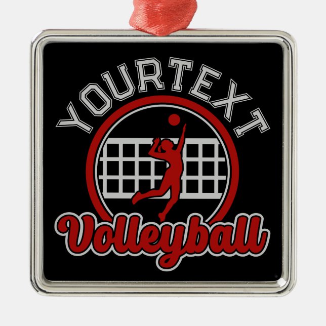 Volleyball ADNAME Spike Ball Attack Team Sport Ornament Aus Metall (Vorne)