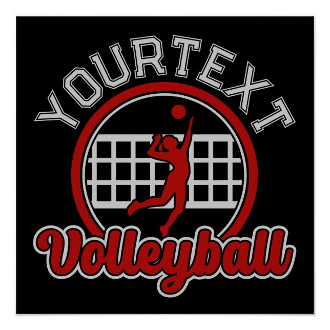 Volleyball ADNAME Spike Ball Attack Team Sport Poster (Vorderseite)