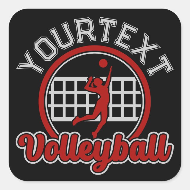 Volleyball ADNAME Spike Ball Attack Team Sport Quadratischer Aufkleber (Vorderseite)