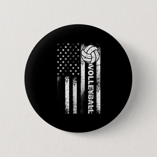 Volleyball American Flag Fun USA Patriotic Athlet Button (Vorderseite)
