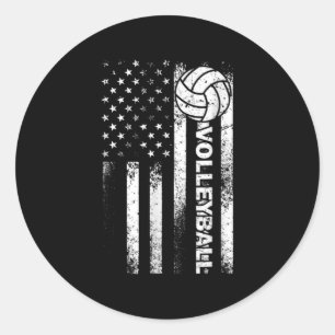 Volleyball American Flag Fun USA Patriotic Athlet Runder Aufkleber