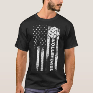 Volleyball American Flag Fun USA Patriotic Athlet T-Shirt
