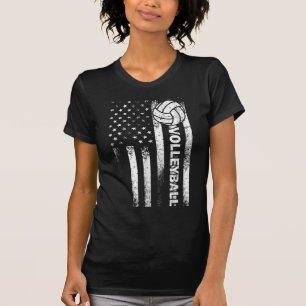 Volleyball American Flag Fun USA Patriotic Athlet T-Shirt
