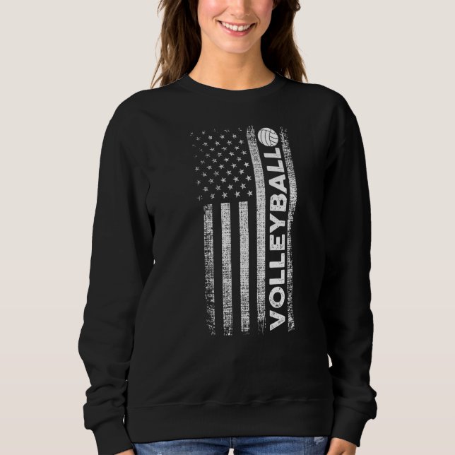 Volleyball-Amerikanische Flagge Sweatshirt (Vorderseite)