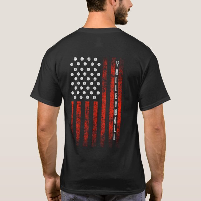 VOLLEYBALL-AMERIKANISCHE FLAGGEN-T - SHIRT (Rückseite)