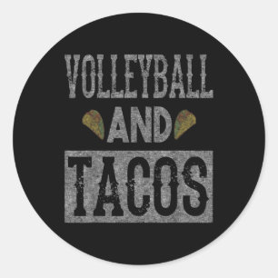 Volleyball and Tacos Fun Taco Distressed Runder Aufkleber