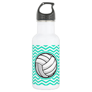 Volleyball; Aqua Green Zickzack Edelstahlflasche