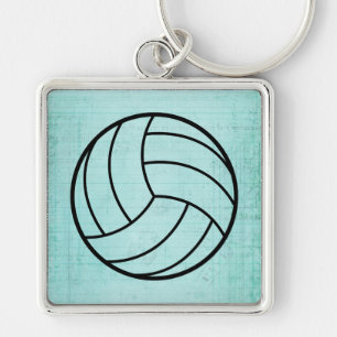 Volleyball Art Vintage Aquamarine Notebook-Stil Schlüsselanhänger
