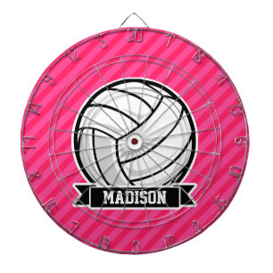 Volleyball auf Neon Pink Streifen Dartscheibe