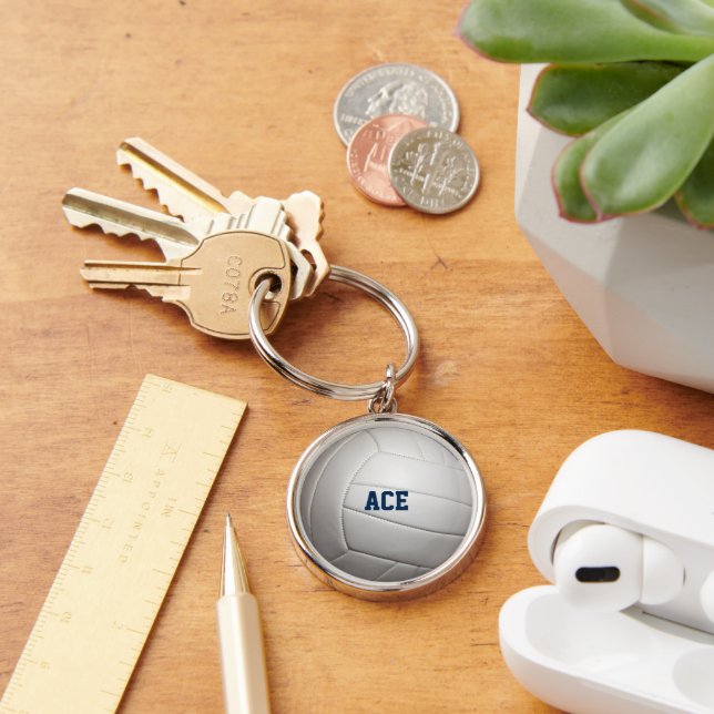 Volleyball Aussehen Personalisierter Schlüsselanhä Schlüsselanhänger (Schreibtisch)