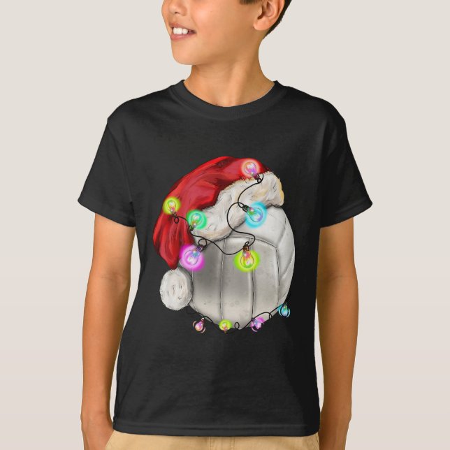 Volleyball Ball mit Weihnachtsmannmütze Weihnachts T-Shirt (Vorderseite)