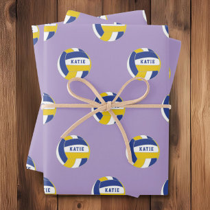 Volleyball Ball Muster Kinder Name Geburtstag Geschenkpapier Set