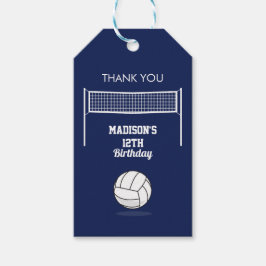 Volleyball Ball & Net Navy Blue Geburtstagsnamenal Geschenkanhänger