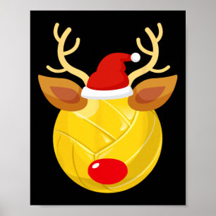 Volleyball Ball Rentier Weihnachtsmannmütze Weihna Poster