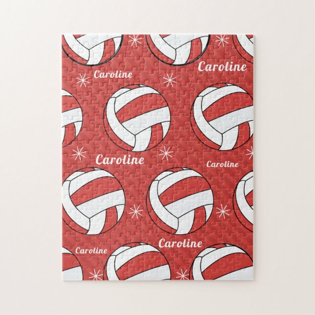 Volleyball Ball Schnee Rotes festliches Leben Kind Puzzle (Vertikal)