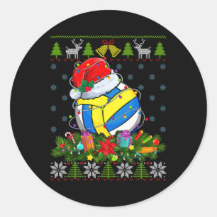 Volleyball Ball Weihnachtsmannmütze Weihnachtslich Runder Aufkleber