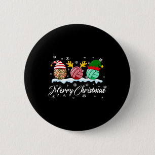 Volleyball Balls Weihnachts Buffalo Karierte Weihn Button