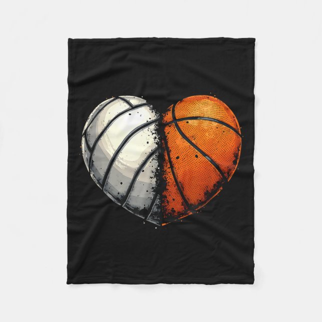Volleyball Basketball Ball Heart Srts Lover Valent Fleecedecke (Vorderseite)
