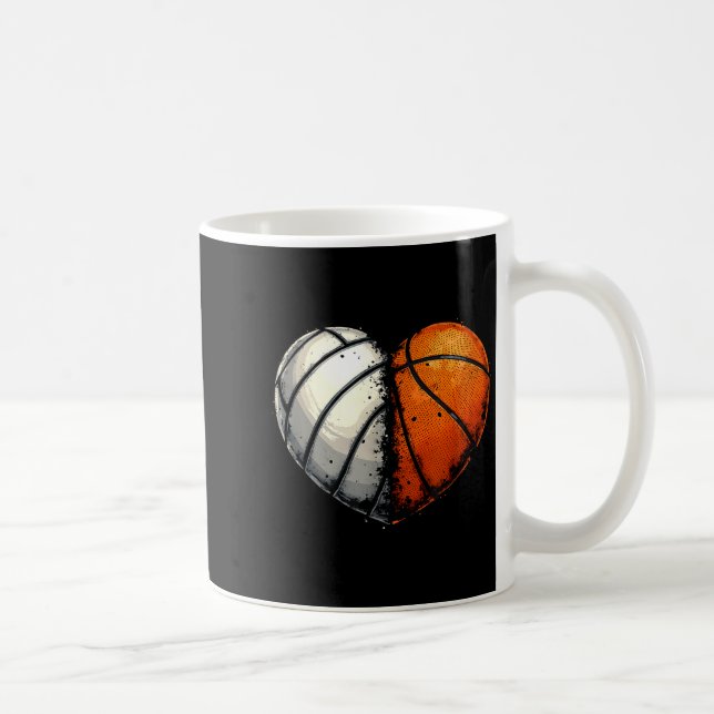 Volleyball Basketball Ball Heart Srts Lover Valent Kaffeetasse (Rechts)