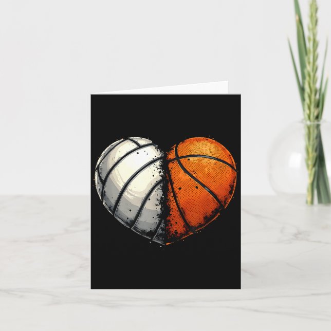 Volleyball Basketball Ball Heart Srts Lover Valent Karte (Vorderseite)