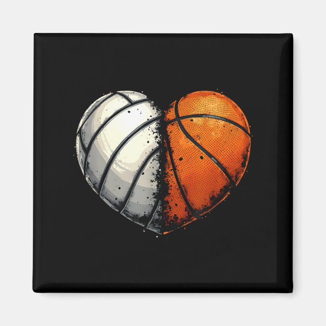 Volleyball Basketball Ball Heart Srts Lover Valent Magnet (Vorne)