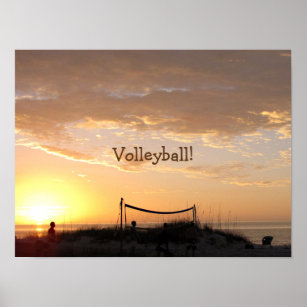 Volleyball Beach Sunset Poster