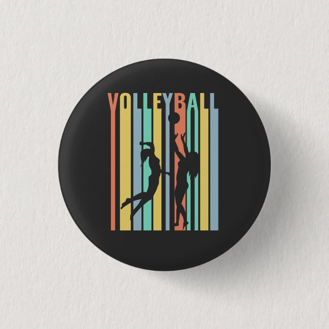Volleyball Beachvolleyball Retro Button (Vorderseite)