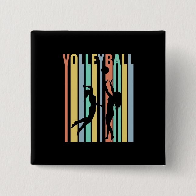 Volleyball Beachvolleyball Retro Button (Vorderseite)