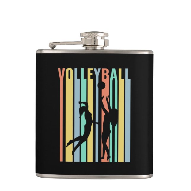 Volleyball Beachvolleyball Retro Flachmann (Vorderseite)