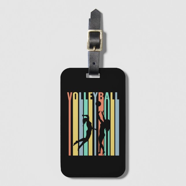 Volleyball Beachvolleyball Retro Gepäckanhänger (Vorderseite Vertikal)