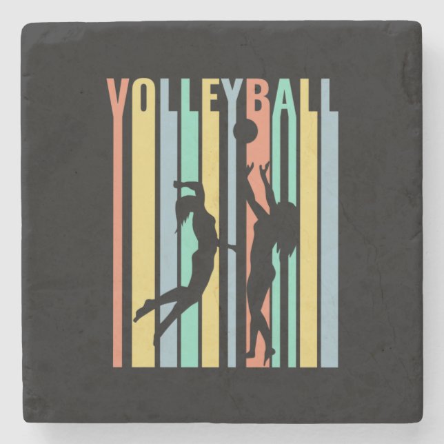 Volleyball Beachvolleyball Retro Steinuntersetzer (Vorderseite)