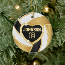 Volleyball 🏐 Black, White und Gold Keramik Ornament