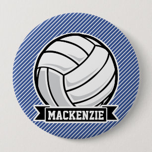 Volleyball, Blaue und weiße Streifen, Sport Button