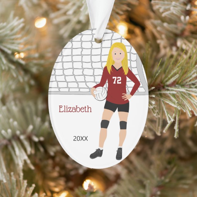 Volleyball Blonde in Red and Black Ornament (Baum)
