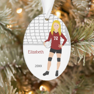 Volleyball Blonde in Rot und Schwarz Ornament