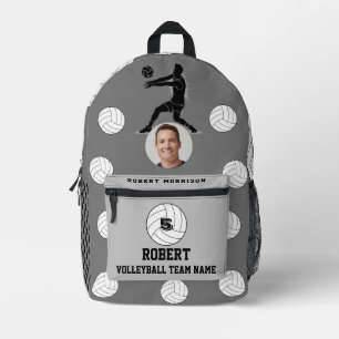 Volleyball Boys Grau Team Logo Bedruckter Rucksack