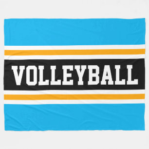 VOLLEYBALL Bright Sky Blue Yellow Black Stripes Fleecedecke