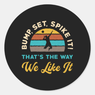 Volleyball Bump Set Spiegelung Es Volleyball Spiel Runder Aufkleber