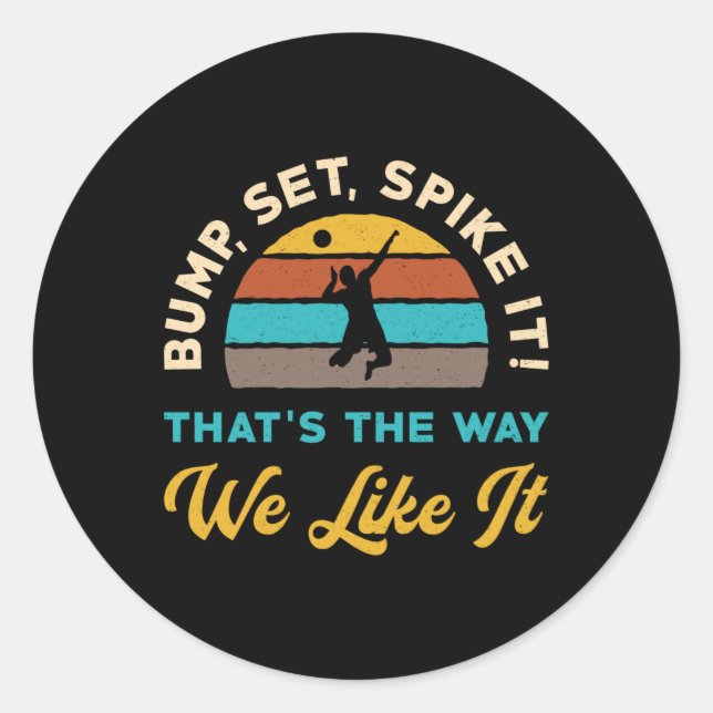 Volleyball Bump Set Spiegelung Es Volleyball Spiel Runder Aufkleber (Vorderseite)