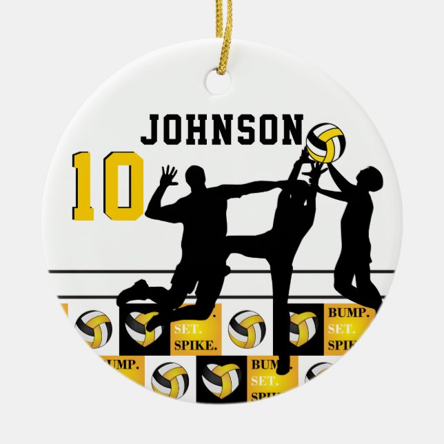 Volleyball 🏐 - Bump, Set, Spike - Gelb Keramik Ornament (Vorne)