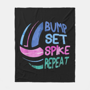 Volleyball Bump Set Spike Repeat Girls Teen Fleecedecke