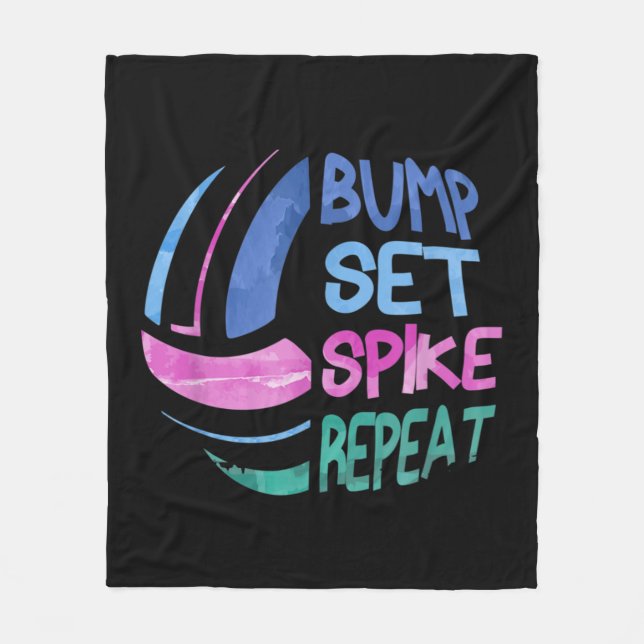 Volleyball Bump Set Spike Repeat Girls Teen Fleecedecke (Vorderseite)