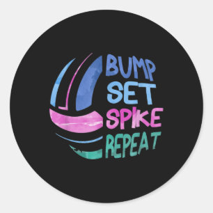 Volleyball Bump Set Spike Repeat Girls Teen Runder Aufkleber