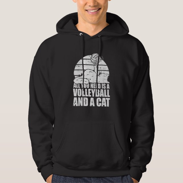 Volleyball Cats Vball Beach  Volleyball Cat Hoodie (Vorderseite)