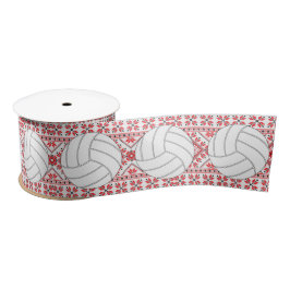 Volleyball Christmas Pattern Sportler / Trainer Satinband