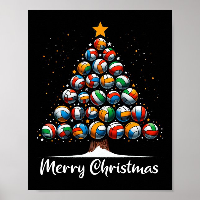Volleyball Christmas Tree Lights Niedlich Volleyba Poster (Vorne)