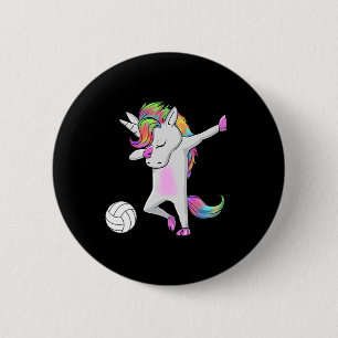 Volleyball Dabbing Einhorn Funny Dab Dance Spoprts Button