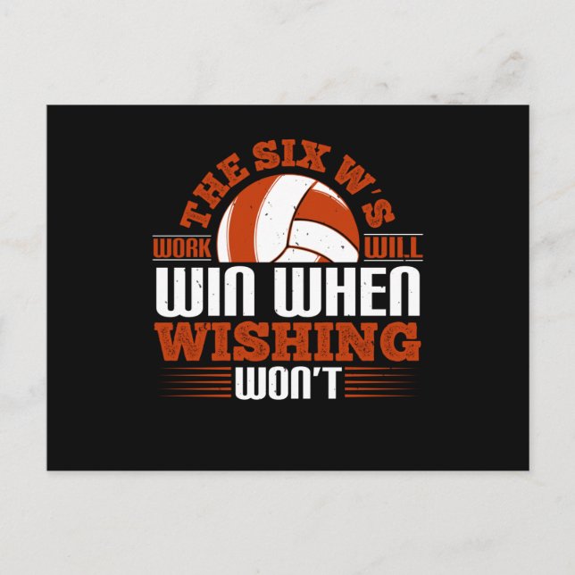 Volleyball - Die Sechs-W-Arbeit wird gewinnen Postkarte (Vorderseite)