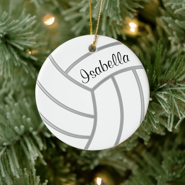 Volleyball - DIY Hintergrundfarbe und Name Keramik Ornament (Baum)